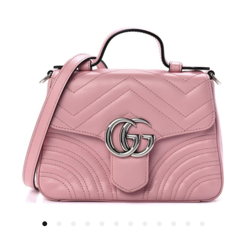 Gucci calfskin matelasse mini GG marmont Top handle shoulder bag Barbie pink